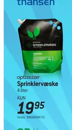 Thansen optimize Sprinklervæske tilbud