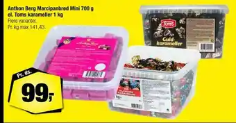 Calle Anthon Berg Marcipanbrød Mini 700 g el. Toms karameller 1 kg tilbud