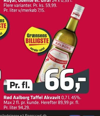 Fleggaard Rød Aalborg Taffel Akvavit tilbud
