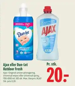Min Købmand Ajax eller Dun-Let Outdoor Fresh tilbud