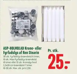 Min Købmand ASP-HOLMBLAD Krone- eller Fyrfadslys af Ren Stearin tilbud