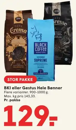 SPAR BKI eller Gestus Hele Bønner tilbud