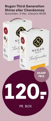 SPAR Nugan Third Generation Shiraz eller Chardonnay tilbud