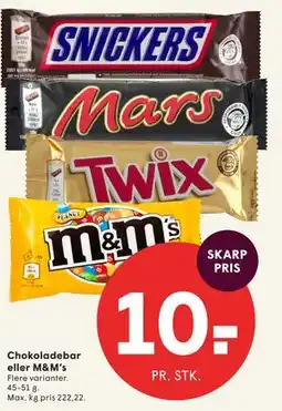SPAR Chokoladebar eller M&M’s tilbud