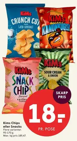 SPAR Kims Chips eller Snacks tilbud