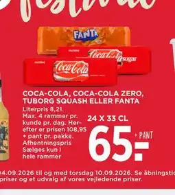 MENY COCA-COLA, COCA-COLA ZERO, TUBORG SQUASH ELLER FANTA tilbud