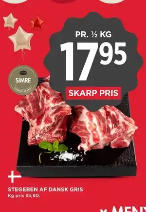 MENY STEGEBEN AF DANSK GRIS tilbud
