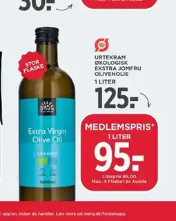 MENY URTEKRAM ØKOLOGISK EKSTRA JOMFRU OLIVENOLIE tilbud
