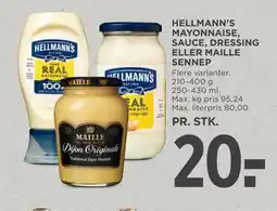 MENY HELLMANN’S MAYONNAISE, SAUCE, DRESSING ELLER MAILLE SENNEP tilbud