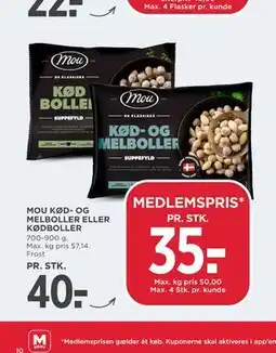 MENY MOU KØD- OG MELBOLLER ELLER KØDBOLLER tilbud