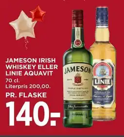 MENY JAMESON IRISH WHISKEY ELLER LINIE AQUAVIT tilbud