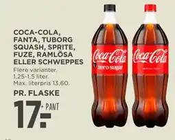 MENY COCA-COLA, FANTA, TUBORG SQUASH, SPRITE, FUZE, RAMLÖSA ELLER SCHWEPPES tilbud
