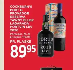MENY COCKBURN’S PORT O PROVADOR RESERVA TAWNY ELLER LAGARADA PORTVIN LBV 2020 tilbud