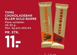 MENY TOMS CHOKOLADEBAR ELLER GULD BARRE tilbud
