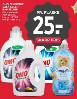 MENY OMO FLYDENDE VASK ELLER BAMSELINE tilbud