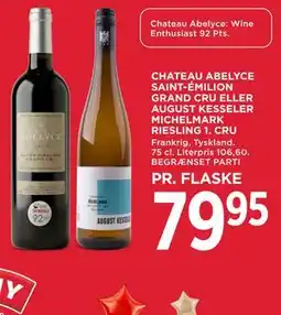 MENY CHATEAU ABELYCE SAINT-ÉMILION GRAND CRU ELLER AUGUST KESSELER MICHELMARK RIESLING 1. CRU tilbud