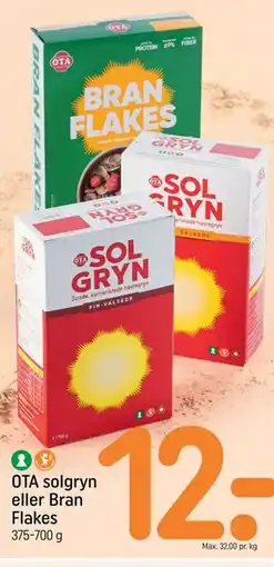 REMA 1000 OTA solgryn eller Bran Flakes tilbud
