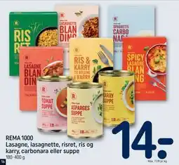 REMA 1000 REMA 1000 Lasagne, lasagnette, risret, ris og karry, carbonara eller suppe tilbud