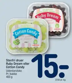 REMA 1000 Stenfri druer Ruby Dream eller Cotton Candy tilbud