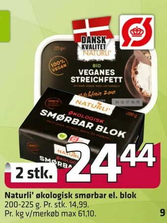 Fleggaard Naturli' økologisk smørbar el. blok tilbud