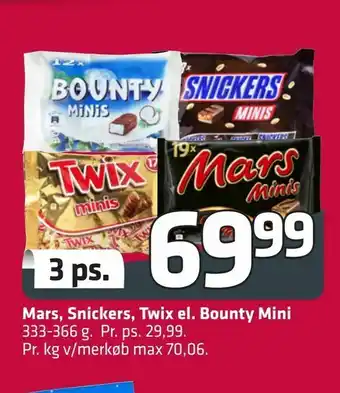 Fleggaard Mars, Snickers, Twix el. Bounty Mini tilbud