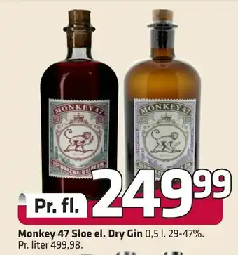 Fleggaard Monkey 47 Sloe el. Dry Gin tilbud