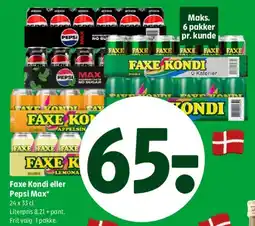 Coop 365 Faxe Kondi eller Pepsi Max tilbud