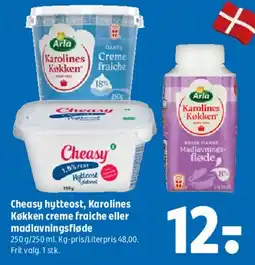 Coop 365 Cheasy hytteost / Karolines Køkken creme frache / madlavningsfløde tilbud