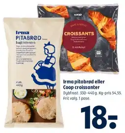 Coop 365 Irma pitabrød eller Coop croissanter tilbud