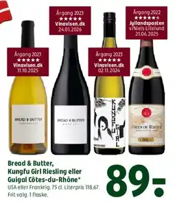 Coop 365 Bread & Butter, Kung Fu Girl Riesling eller Guigal Côtes-du-Rhône tilbud