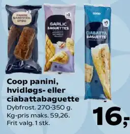 SuperBrugsen Coop panini, hvidløgs- eller ciabattabaguette tilbud