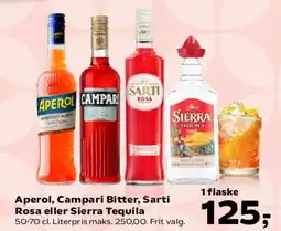SuperBrugsen Aperol, Campari Bitter, Sarti Rosa eller Sierra Tequila tilbud
