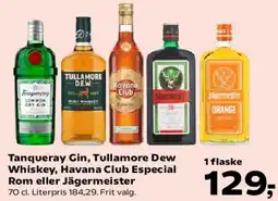 SuperBrugsen Tanqueray Gin, Tullamore Dew, Havana Club Especial Rom eller Jägermeister tilbud