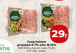 SuperBrugsen Coop hakket grisekød 4-7% eller 8-12% tilbud