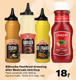 SuperBrugsen Bähncke fastfood dressing eller Beauvais ketchup tilbud