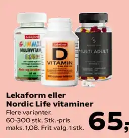 SuperBrugsen Lekaform eller Nordic Life vitaminer tilbud