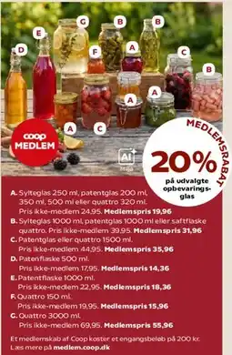 SuperBrugsen Udvalgte opbevaringsglas (syltetglas, patentglas, Quattro) tilbud