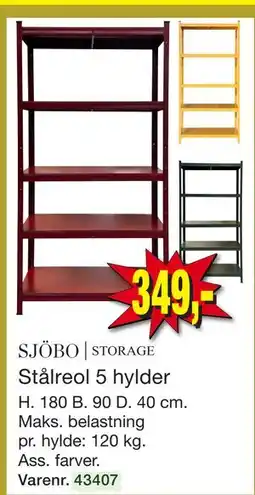 Harald Nyborg SJÖBÖ | STORAGE Stålreol 5 hylder tilbud