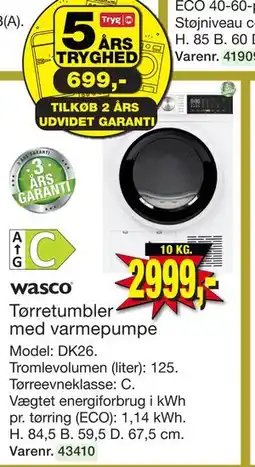 Harald Nyborg Wasco Tørretumbler med varmepumpe tilbud