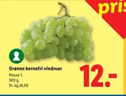 Lidl Grønne kernefri vindruer tilbud