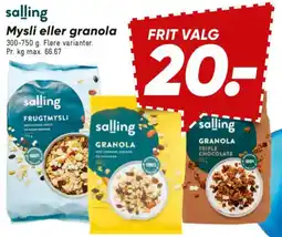Bilka salling mysli eller granola tilbud
