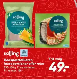 Bilka Salling rødspættefileter, lakseportioner eller rejer tilbud