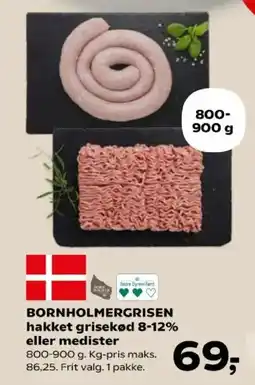 Kvickly Bornholmergrisen hakket grisekød 8-12% eller medister tilbud