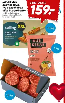 Bilka Salling XXL kyllingespyd, True oksekebab eller burgerbøffer tilbud