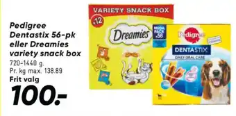 Pedigree Dentastix 56-pk eller Dreamies variety snack box