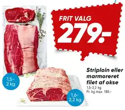 Bilka Striploin eller marmoreret filet af okse tilbud