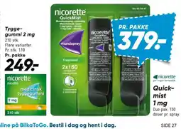 Bilka Nicorette Quickmist Tygge-Gummi 2 Mg tilbud