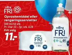 Bilka Salling Fri opvaskemiddel eller rengøringservietter tilbud