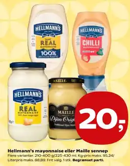 Kvickly Hellmann's mayonnaise eller Maille sennep tilbud