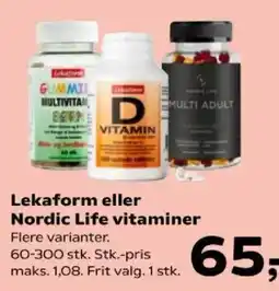 Kvickly Lekaform eller Nordic Life vitaminer tilbud